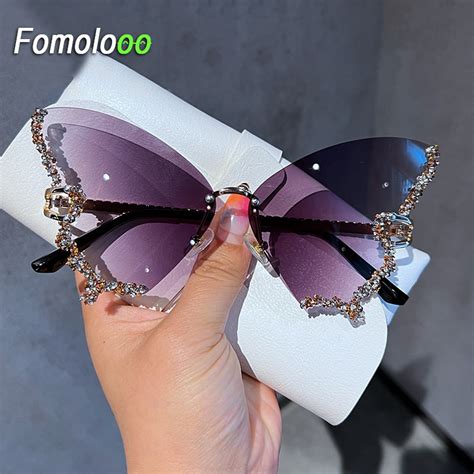 Envy Luxury Rhinestone Butterfly Rimless Sunglasses Gafas De Moda Gafas Para Mujer Gafas De