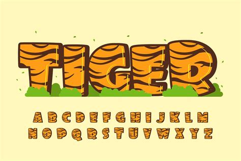 decorative tiger Font and Alphabet with tiger patterns 7163951 Vector ...