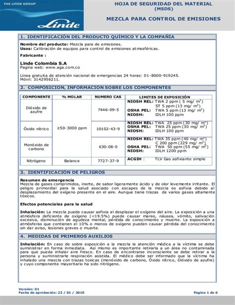 Hoja De Seguridad Del Material Msds