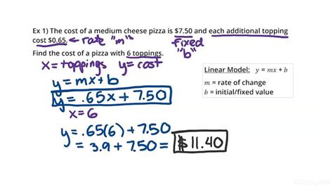 Solving A Word Problem Using A Linear Equation In Y Mx B