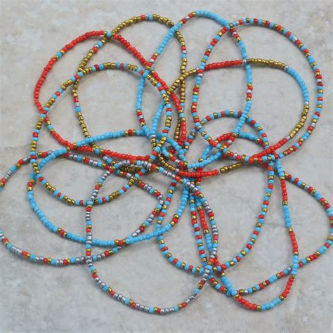 Stretch bracelets Elastic Beaded Bracelet Set 12 Red Blue | Etsy