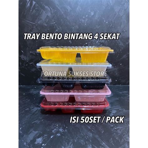 Jual ISI 50set Mika Bento Sekat 4 Tray Bento Bintang Bento Box 4