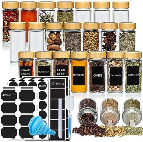 Hoidokly Spice Jars With Label And Organizer 24 Seasoning Organizer Glass Spice