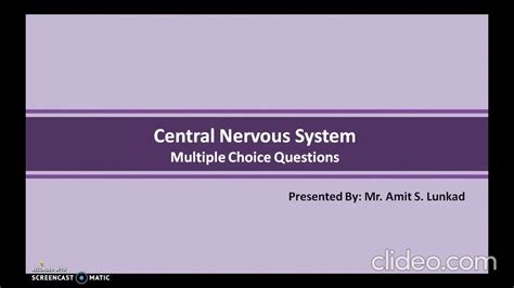 Human Anatomy And Physiology Mcq On Central Nervous System Youtube