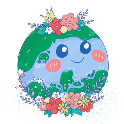 Feliz Dia Da Terra Ilustração Plana De Vetor Livre Mão Desenhada Da Fofa Mãe Terra Png Feliz