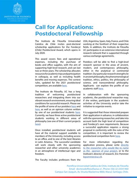 Pdf Call For Applications Postdoctoral Fellowship