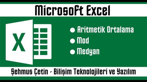 Excel De Aritmetik Ortalama Mod Medyan Hesaplama YouTube