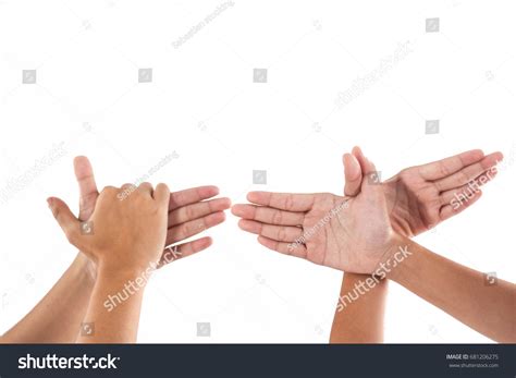 Sign Language Hand Display Dog Butterfly Stock Photo 681206275