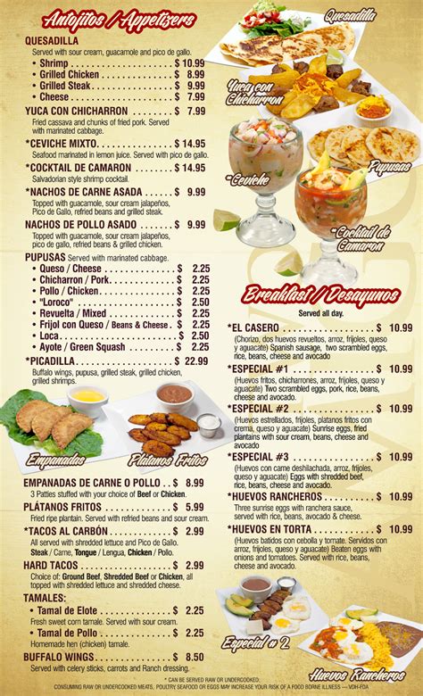 Menu Two Amigos Mexican Restaurant Chantilly