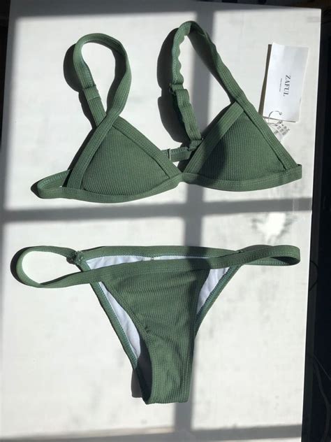 Zaful Olive Green Bikini Set In 2021 Olive Green Bikini Green Bikini