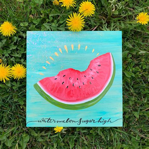 Watermelon Sugar Etsy In 2024 Spring Painting Easy Canvas Art