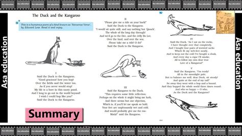 Poem The Duck And The Kangaroo English Beehive Grade Cbse