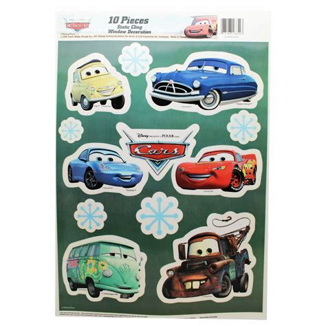 Disney Pixar's Cars Assorted Character Static Cling Window Decals ...