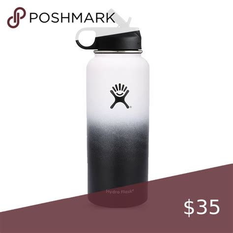 Oz Ombre White Black Hydro Flask Wide Mouth Straw Lid Flask