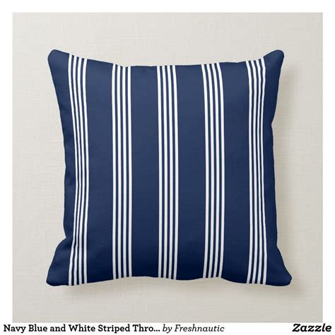 Navy Blue And White Striped Throw Pillow Blue Outdoor Pillows Throw Pillows Nautical Throw