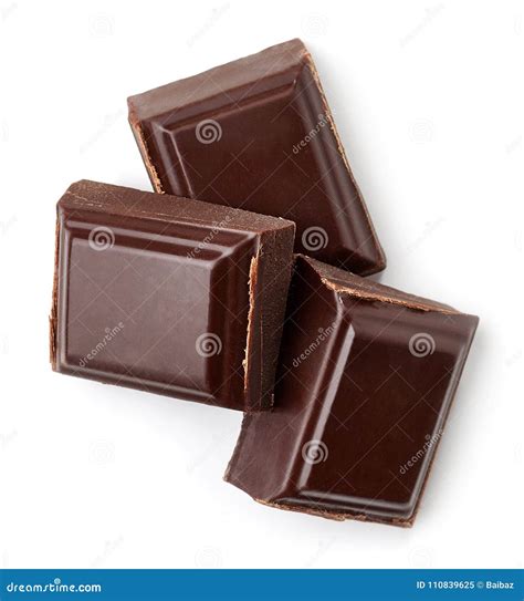 Three Dark Chocolate Pieces Stock Image Image Of Block Dark 110839625