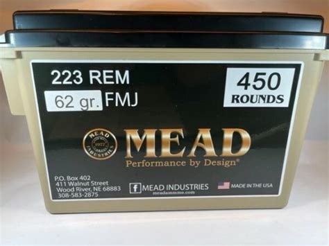 223 Remington 62 Gr FMJ New Brass 450 Rounds FREE AMMO CAN Green