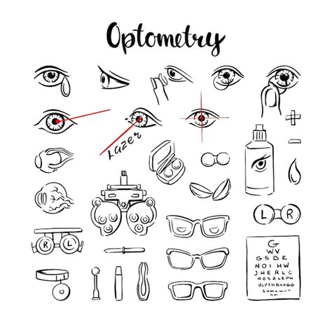 La Optometría Es Un Conjunto De Iconos Con Ojos Lentes Y Anteojos