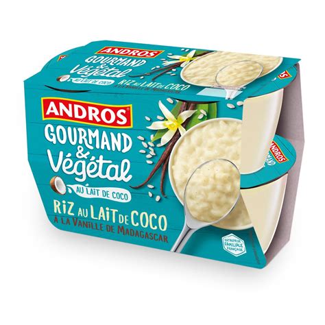 Acheter Andros Gourmand Et V G Tal Riz Au Lait De Coco Vanille X G