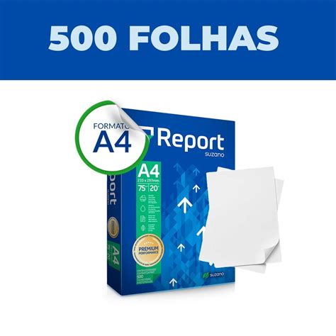 10X Papel Sulfite Report Oficio A4 Branco Resma 500 Folhas 75g