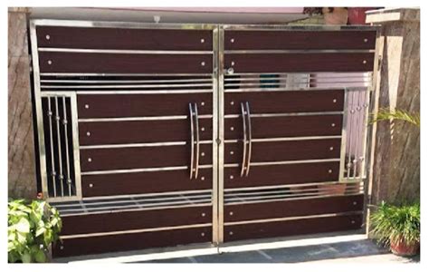 Hinged Brown Stainless Steel Gate For Residential Size 10 X 6 Feet