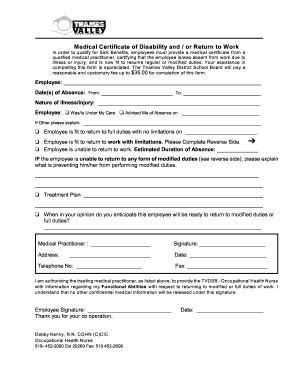 Certificate Of Disability Form Fill Online Printable Fillable