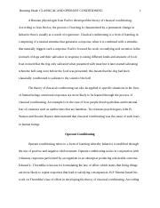 Classical Operant Conditioning Docx Running Head Classical And