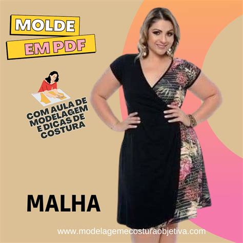 Molde Em Pdf Vestido Transpassado De Malha Aula De Modelagem