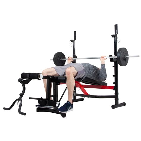 Buy Body Champ BCB5268 Olympic Weight Bench With Arm Curl And Curl Bar