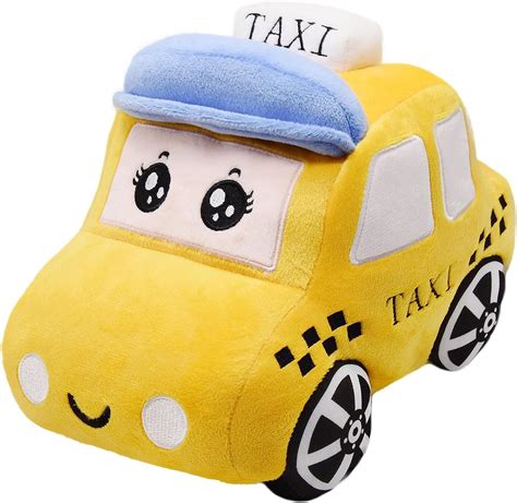 Yonlit Soft Plush Taxi Stuffed Car Toy Super Cute Yellow