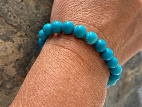 Bracelet En Howlite Bleue Turquoise Pierres Naturelles