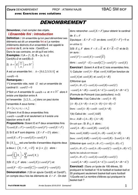 D Nombrement Cours Et Exercices Corrig S Alloschool