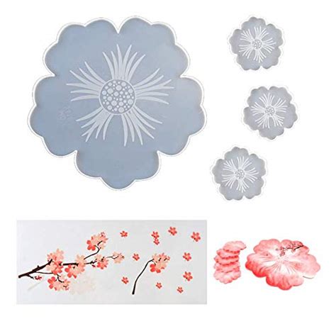 Khtaa Large Silicone Flower Coaster Molds 4 Pack Irregular Flower