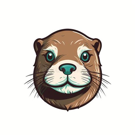 Otter 2d Flat Vector Logo Icon Illustration Stock Illustration