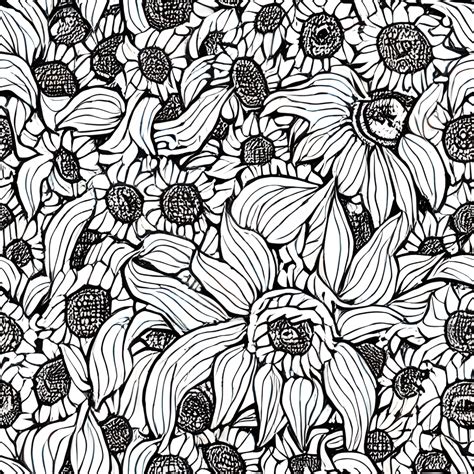 Coloriage De Tournesols En Noir Et Blanc Creative Fabrica