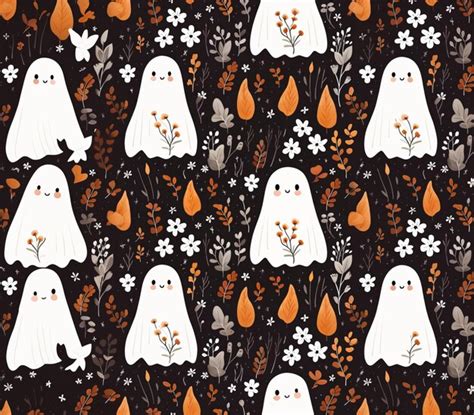 Premium Photo A Close Up Of A Pattern Of White Ghosts And Orange