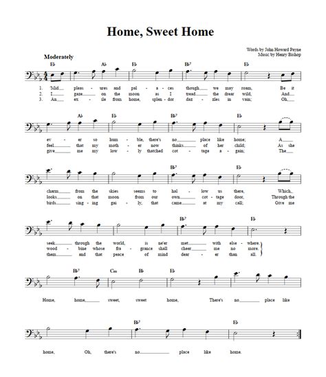 Home Sweet Home: Chords, Lyrics, and Bass Clef Sheet Music