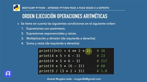 Python Operaciones Aritm Ticos Orden De Precedencia Teor A Youtube