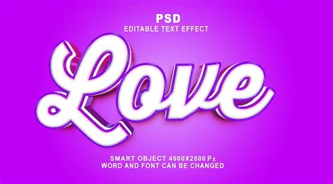 Premium Psd Love 3d Editable Text Effect Psd Template With Cute