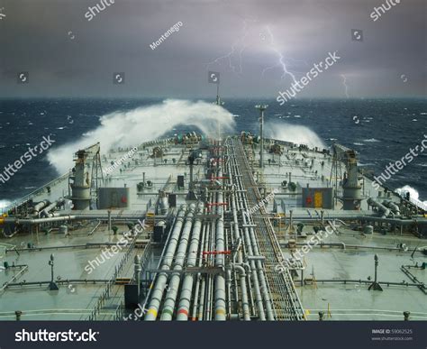 Vlcc Or Oil Tanker Ship On Open Rough Sea Stock Photo 59062525