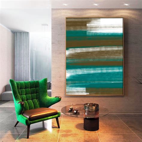 Quadro Abstrato Vertical Tons Verdes Canvas Moldura X No Elo