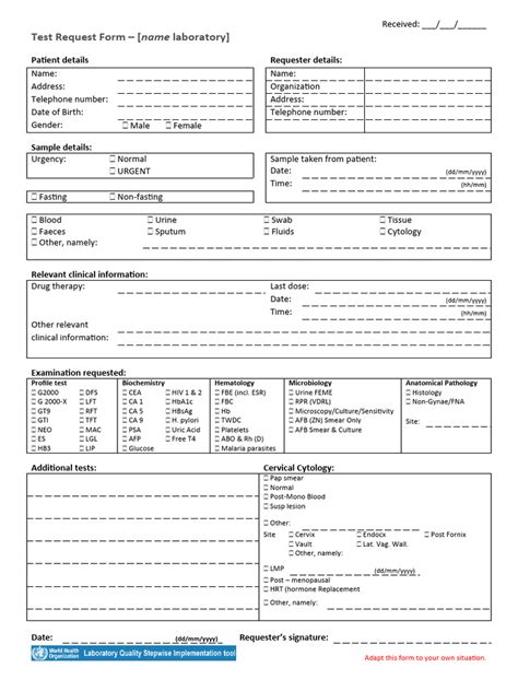 Laboratory Request Form Template Download Free Pdf Cytopathology Medical Specialties