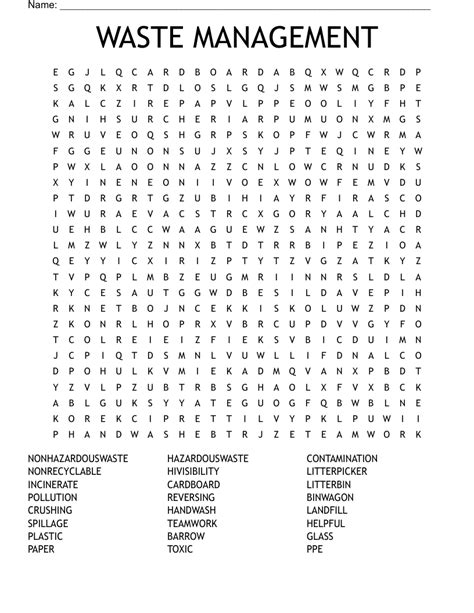 Solid And Hazardous Waste Word Search Wordmint