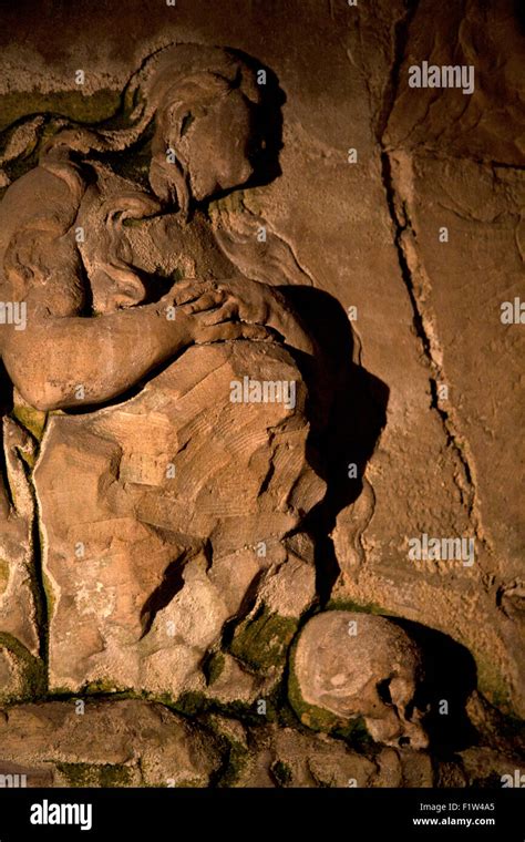 Carving On The Wall Of The Chapel Of Saint Lazare In The Crypt Abbaye