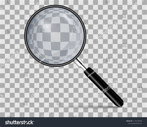 Realistic Magnifying Glass On Transparent Background Stock Vector