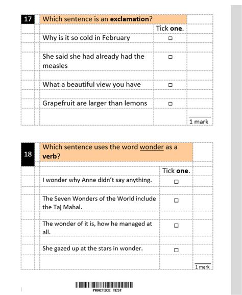 Spag Test Practice Paper Sats Teaching Resources