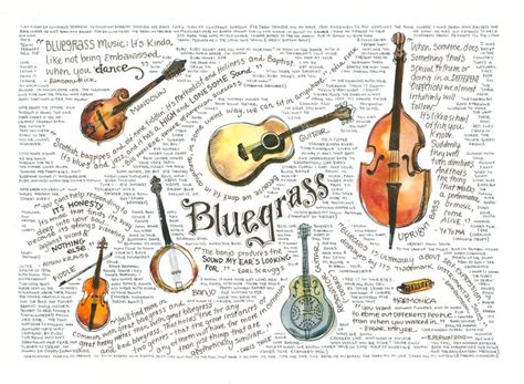 Bluegrass Illustration Artwork Instruments Banjo Bass Mandolin Steel