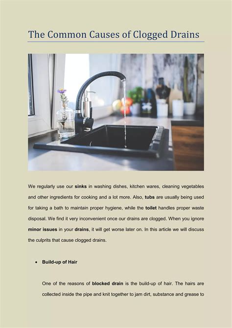 The Common Causes Of Clogged Drains PDF