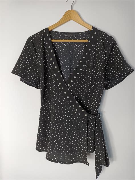 Portmans Ladies Sheer Black White Polka Dot Wrap Blo… Gem