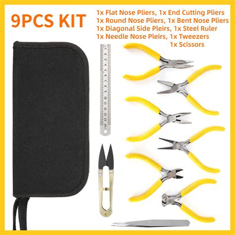 9pcs Jewelers Pliers Set Jewelry Making Beading Craft Mini Plier Kit